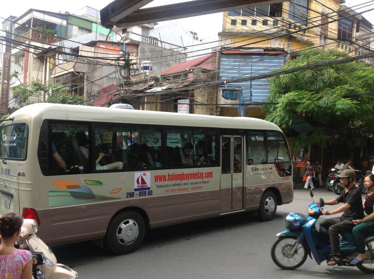 Most people will take the bus from Hanoi to Halong Bay